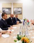 His Royal Highness Crown Prince Al Hussein meets with France President Emmanuel Macron on the margins of the informal meeting of EU and regional partners in Nicosia