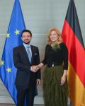 His Royal Highness Crown Prince Al Hussein meets with President of the German Bundestag Julia Klöckner in Berlin.