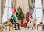 His Royal Highness Crown Prince Al Hussein and His Highness Sheikh Tamim bin Hamad Al Thani, Emir of the State of Qatar, during their meeting at the Emiri Diwan in Doha