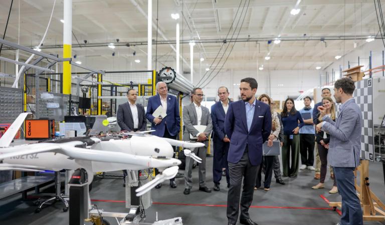 His Royal Highness Crown Prince Al Hussein visits the headquarters of Zipline in California, a global leader in autonomous logistics aviation technology
