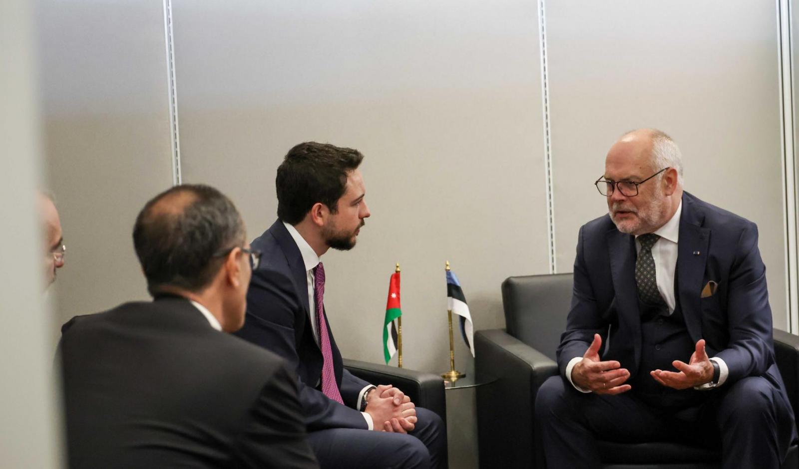 His Royal Highness Crown Prince Al Hussein meets with Estonia President Alar Karis in New York