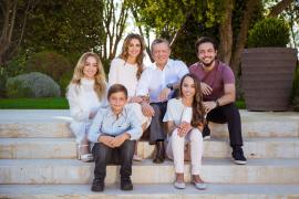 H.R.H. Crown Prince Al Hussein bin Abdullah II with Their Majesties King Abdullah II and Queen Rania Al Abdullah, T.R.H. Prince Hashim bin Abdullah II, Princess Iman  bint Abdullah II and Princess Salma bint Abdullah II