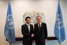 HRH Crown Prince Al Hussein bin Abdullah II meets with Secretary-General of the United Nations, Ban Ki-moon (22/4/2015)