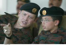 H.R.H. Crown Prince Al Hussein bin Abdullah II and His Majesty King Abdullah II ibn Al Hussein at a military exercise