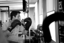 H.R.H. Crown Prince Al Hussein Bin Abdullah II during boxing practice, Spring 2013