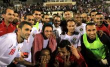 H.R.H. Crown Prince Al Hussein Bin Abdullah II with Al-Nashama, Jordan’s national football team, after attending the Jordan vs. Oman football match 18th June, 2013