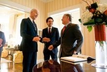 His Majesty King Abdullah II, Crown Prince Al Hussein Bin Abdullah with the United States Vice President Joe Biden in Washington, D.C., February 2014