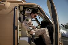 H.R.H Crown Prince Al Hussein Bin Abdullah getting ready for take off on military chopper