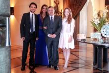 H.R.H. Crown Prince Al Hussein bin Abdullah II with Their Majesties King Abdullah II and Queen Rania Al Abdullah and Princess Iman  bint Abdullah II 