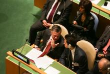 His Majesty King Abdullah II, accompanied by HRH Crown Prince, at the United Nations General Assembly 24/9/2014