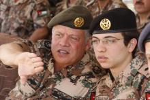 H.R.H. Crown Prince Al Hussein bin Abdullah II and His Majesty King Abdullah II ibn Al Hussein at a military exercise