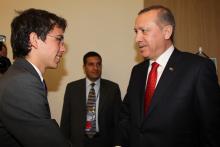 H.R.H. Crown Prince Al Hussein bin Abdullah II greets RecepTayyipErdoğan, the Prime Minister of Turkey 