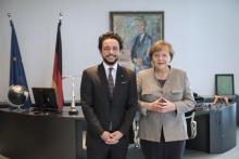 HRH Crown Prince Al Hussein bin Abdullah II with Chancellor Angela Merkel during a visit to Germany - November 2017