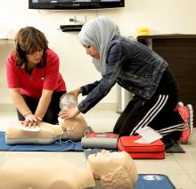 Sports Therapists learn new methods of CPR in Evidence Based Practice training - Qusai Initiative, May 2014 