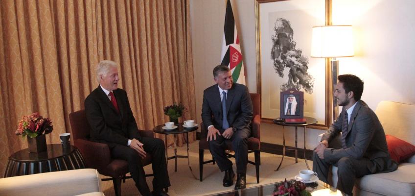 His Majesty and HRH Crown Prince meet Austrian President and former U.S. President Bill Clinton 