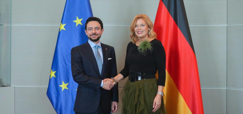 His Royal Highness Crown Prince Al Hussein meets with President of the German Bundestag Julia Klöckner in Berlin.