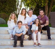 H.R.H. Crown Prince Al Hussein bin Abdullah II with Their Majesties King Abdullah II and Queen Rania Al Abdullah, T.R.H. Prince Hashim bin Abdullah II, Princess Iman  bint Abdullah II and Princess Salma bint Abdullah II